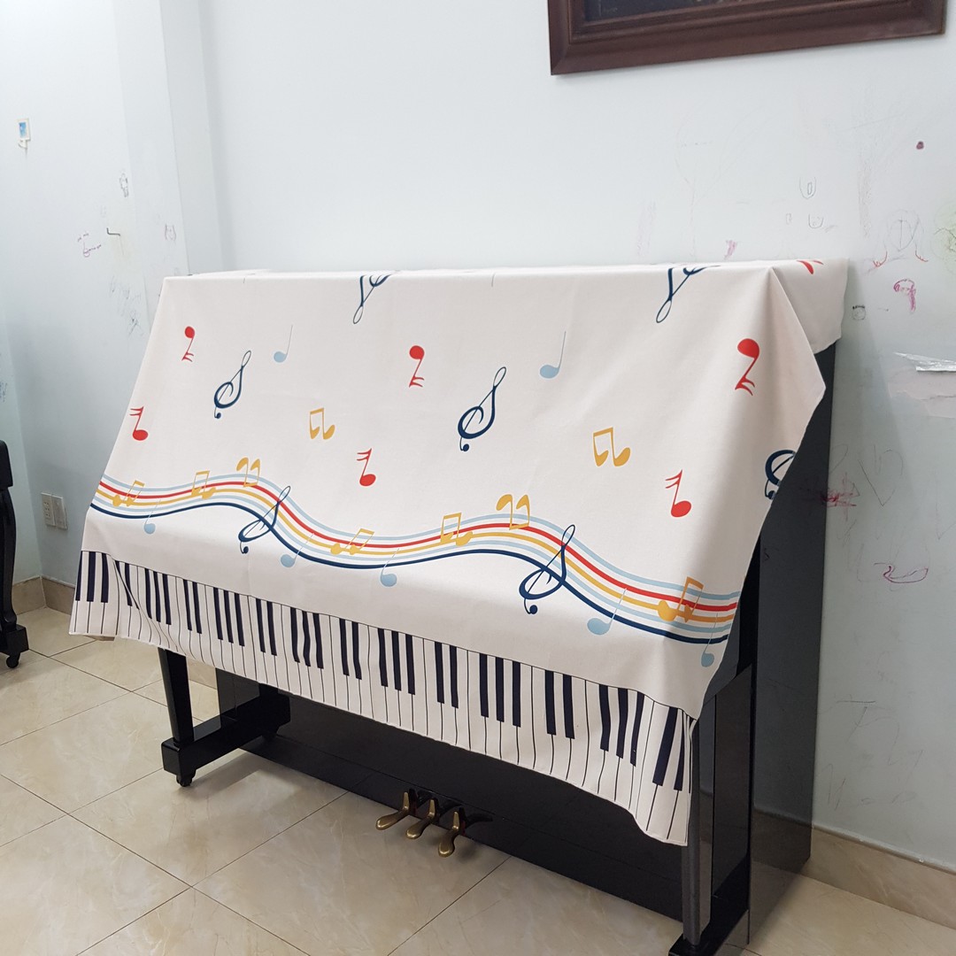 Khăn phủ đàn Piano mẫu lửng họa tiết âm nhạc