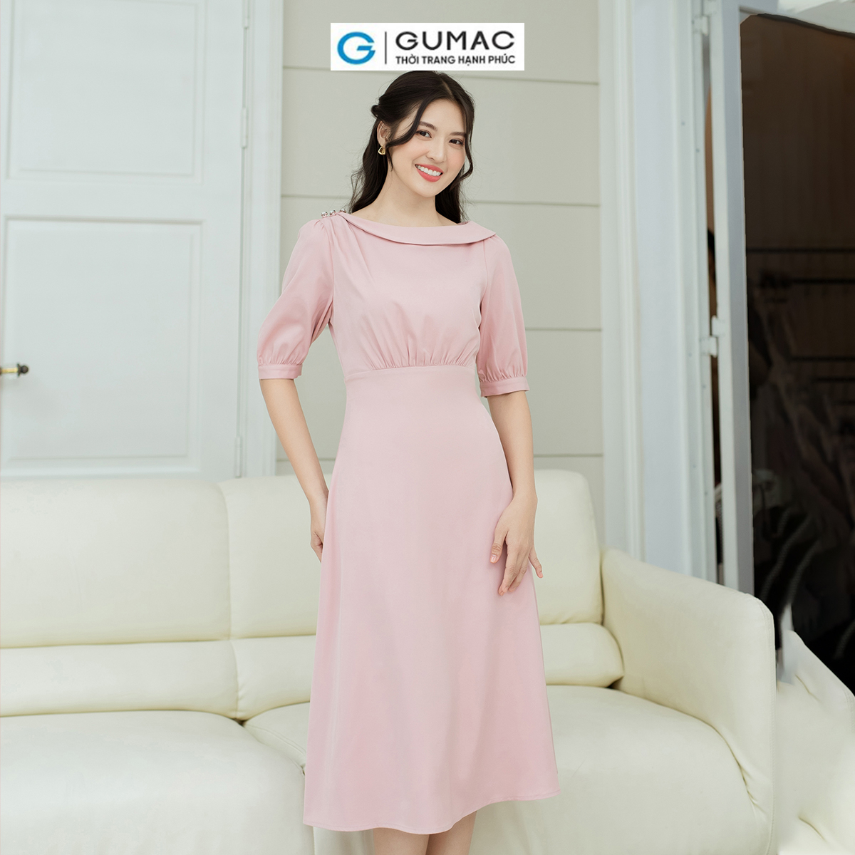 Đầm tay ngắn cổ thuyền GUMAC DD08056