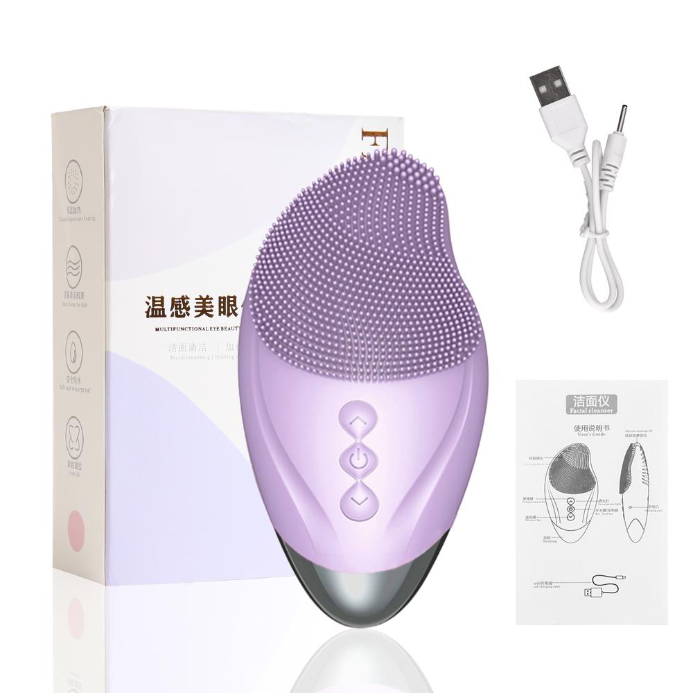 Điện Rửa Mặt Bàn Chải Ấm Kính Massage Mắt Nếp Nhăn Silicone Mềm Sữa Rửa Mặt Bàn Chải Âm Rung Lỗ Chân Lông Sữa Rửa Mặt