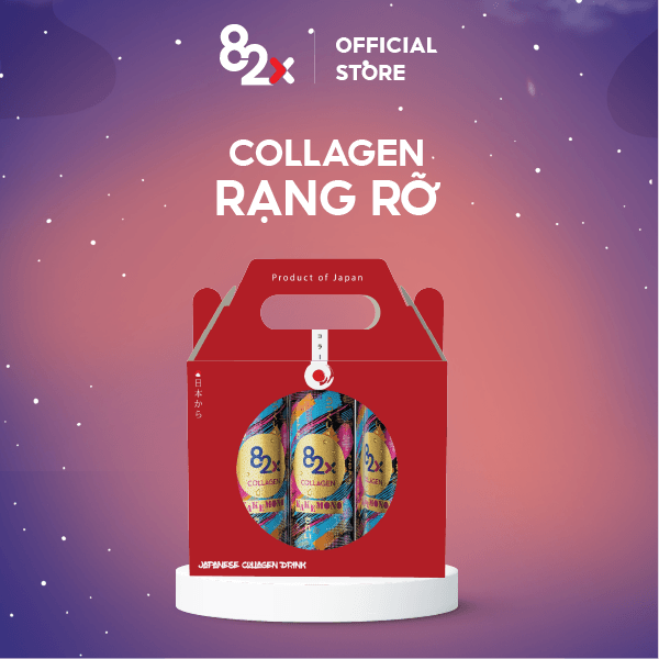 82X SET QUÀ KAKEMONO &quot; RẠNG RỠ &quot; pack 3 lon - Nước uống giải khát chứa Collagen 0ckal đến từ Thái Lan 245ml/lon.