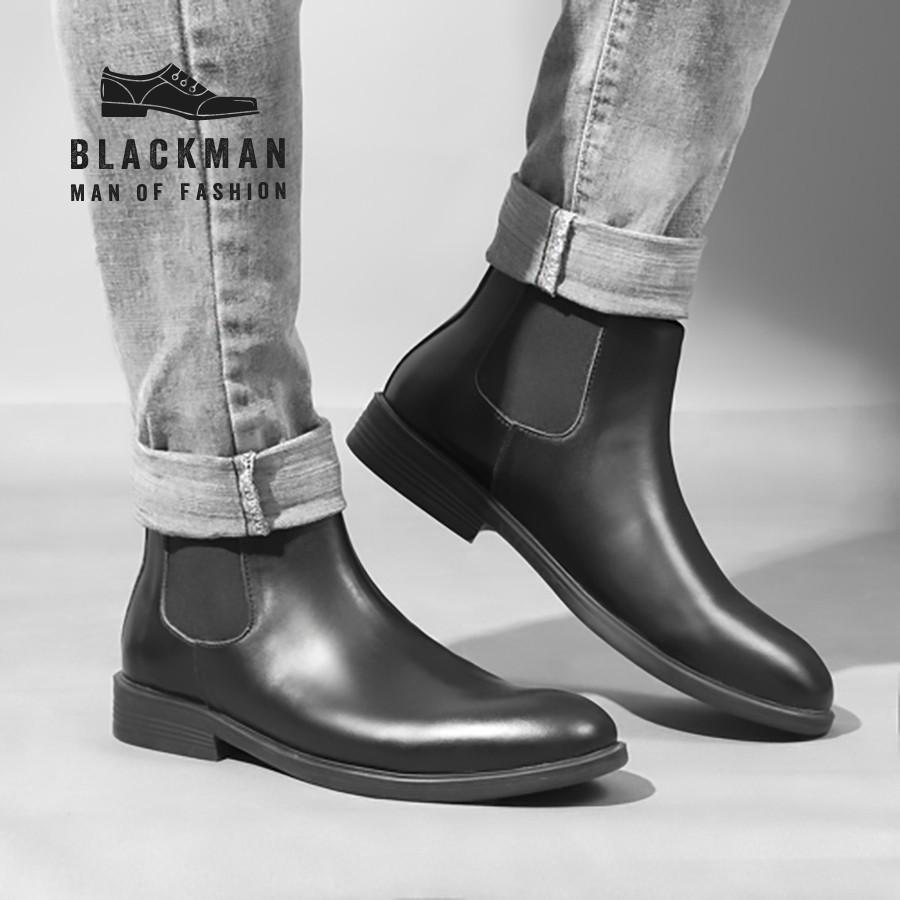 Giày cổ cao nam chelsea boots da bò cao cấp thời trang Blackman GD111