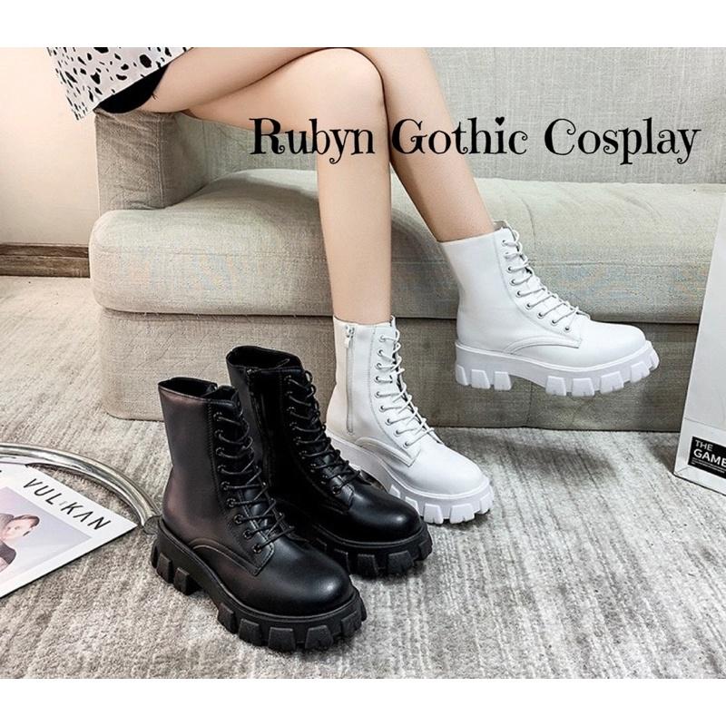 Giày Boots Chiến Binh Mẫu Mới Dây Kéo ( Trắng, Đen ) Size 35-40 .A53