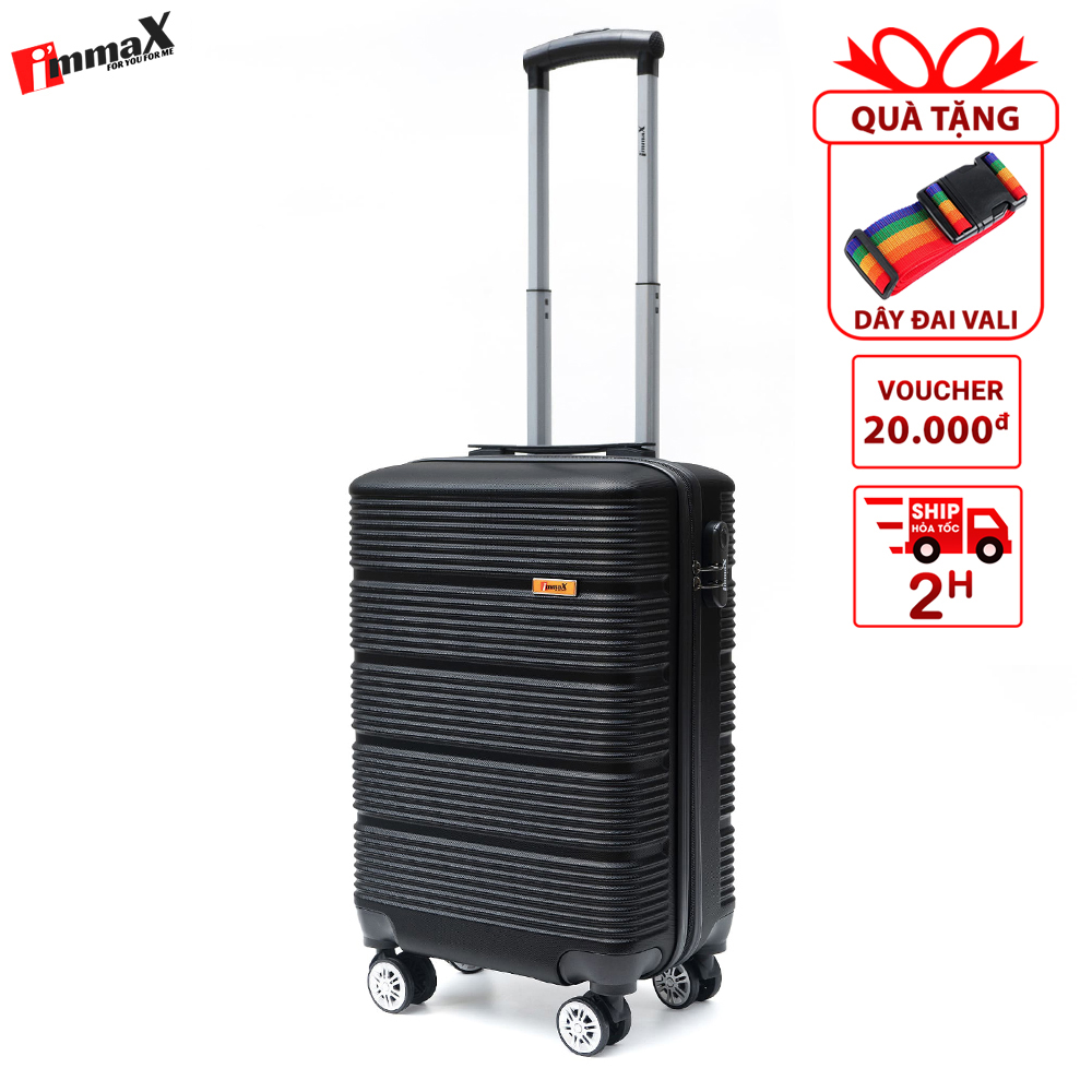 Tặng Dây Đai - Vali Kéo Immax X13 Size 20Inch Xách Tay Máy Bay Nhựa Pcabs - Bảo Hành 3 Năm - Hàng Chính Hãng - Đen