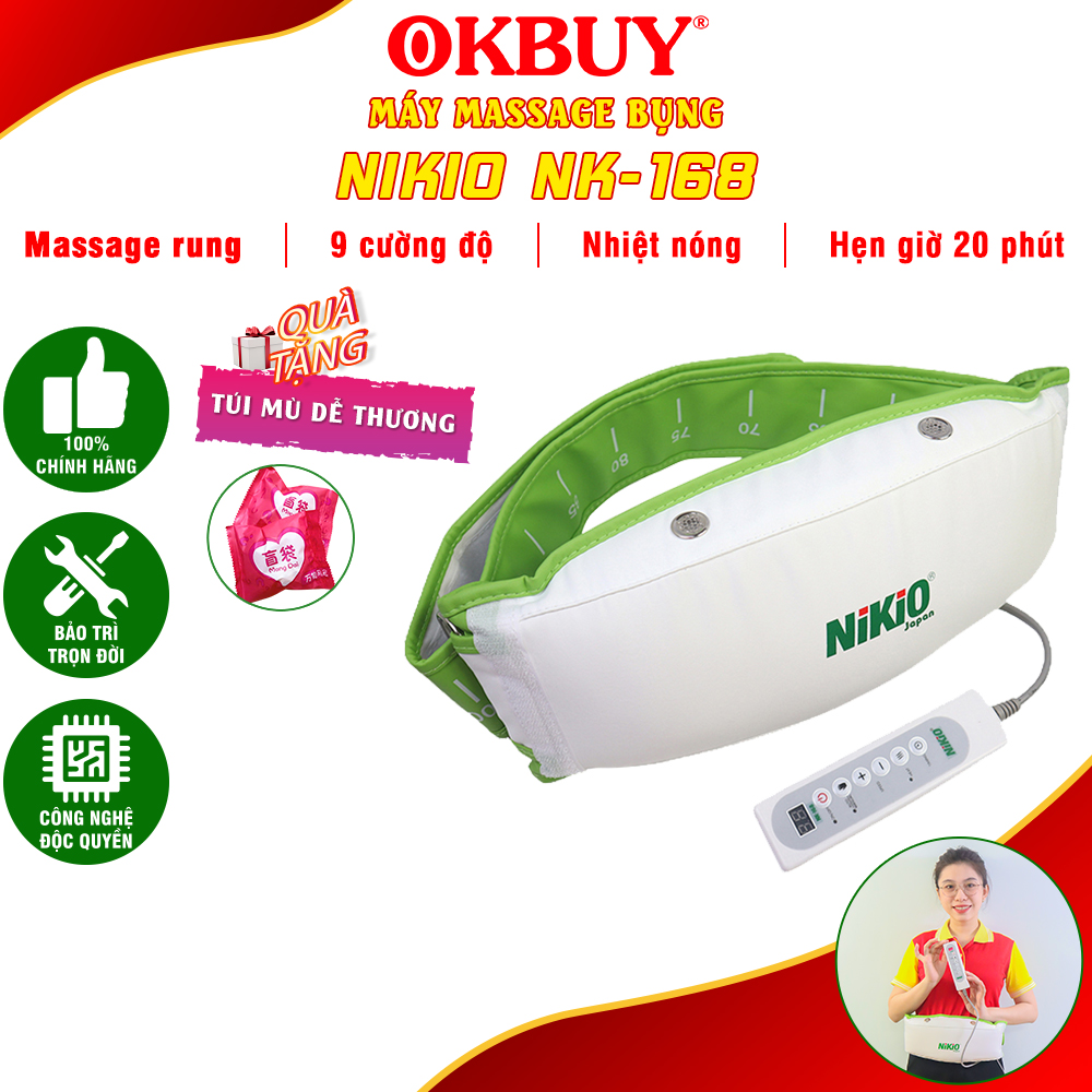 Đai Máy Massage Bụng Nikio Nk - 168 - Công Nghệ Rung Tần Số Cao Và Nhiệt Nóng - Hỗ Trợ Giảm Mỡ, Làm Săn Chắc Cơ Bụng Nhanh, Làm Ấm Bụng, Giảm Đau Bụng Kinh