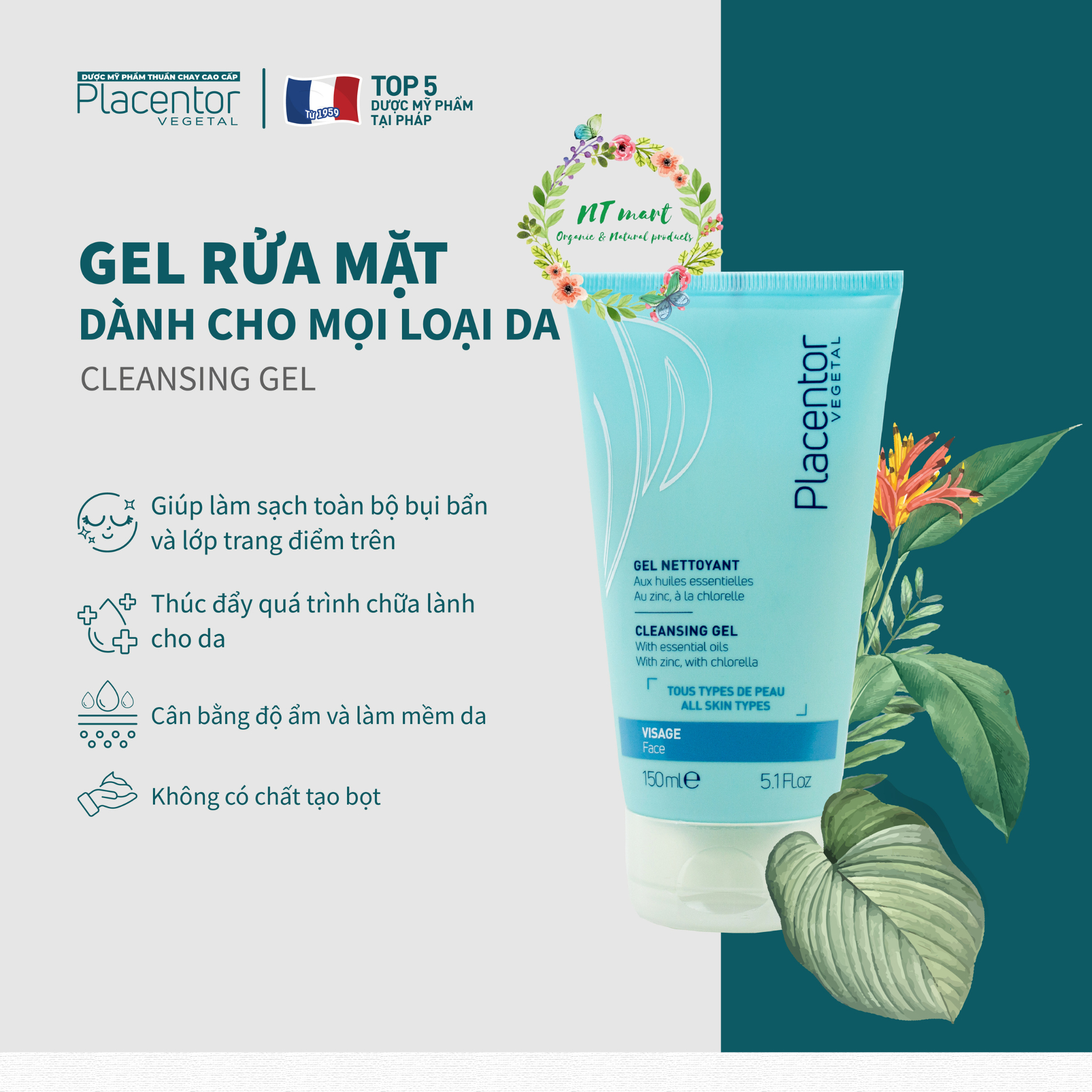 Gel rửa mặt dành cho mọi loại da Placentor