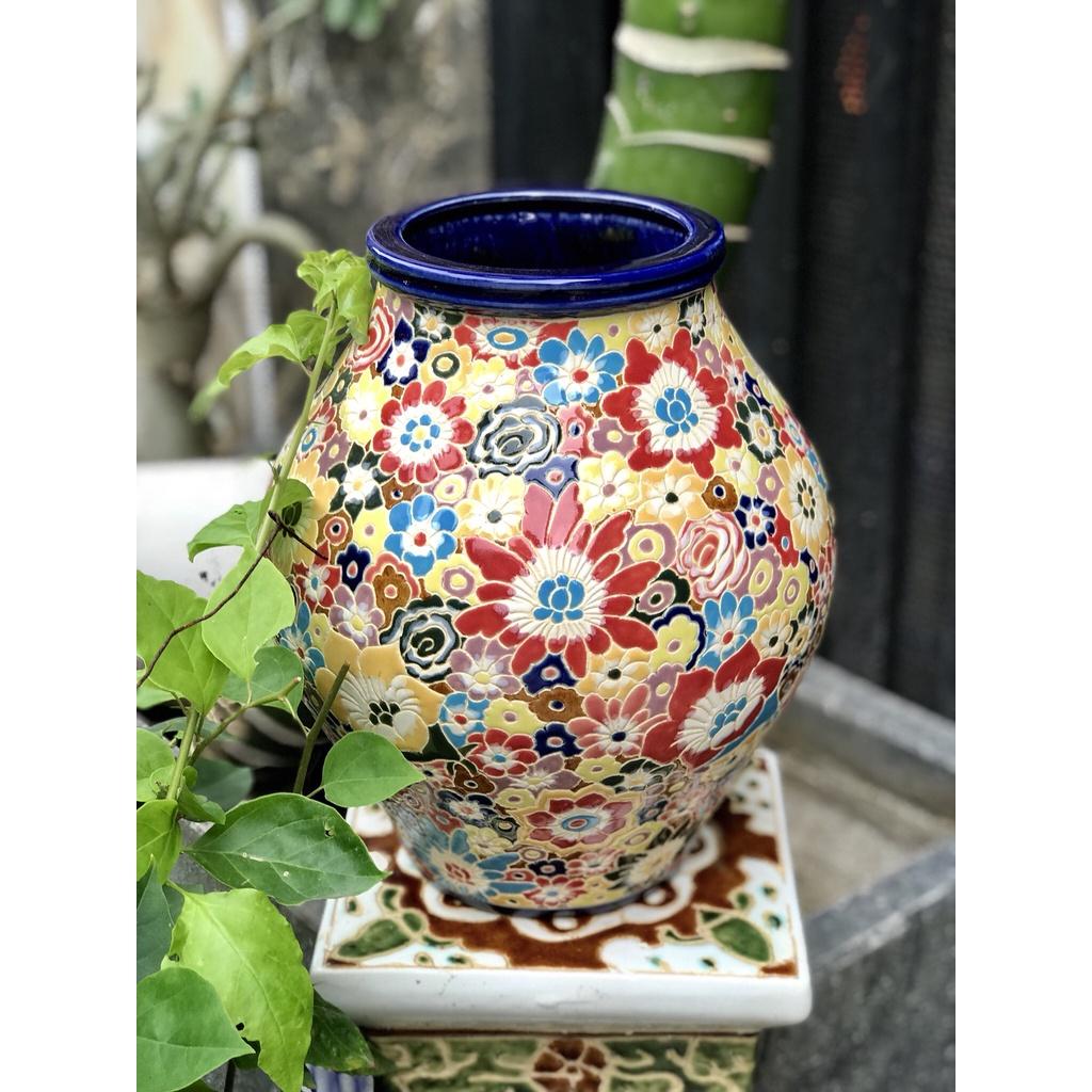 BÌNH BÁCH HOA 26CM BỤNG TRÒN GỐM SỨ THỦ CÔNG NAM BỘ CẮM BÔNG TRANG TRÍ DECCOR