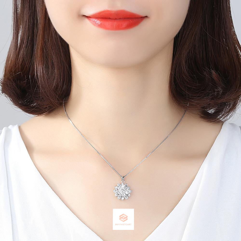 Dây Chuyền Hoa Tuyết Bạc S925 Bề Mặt Phủ Rhodium