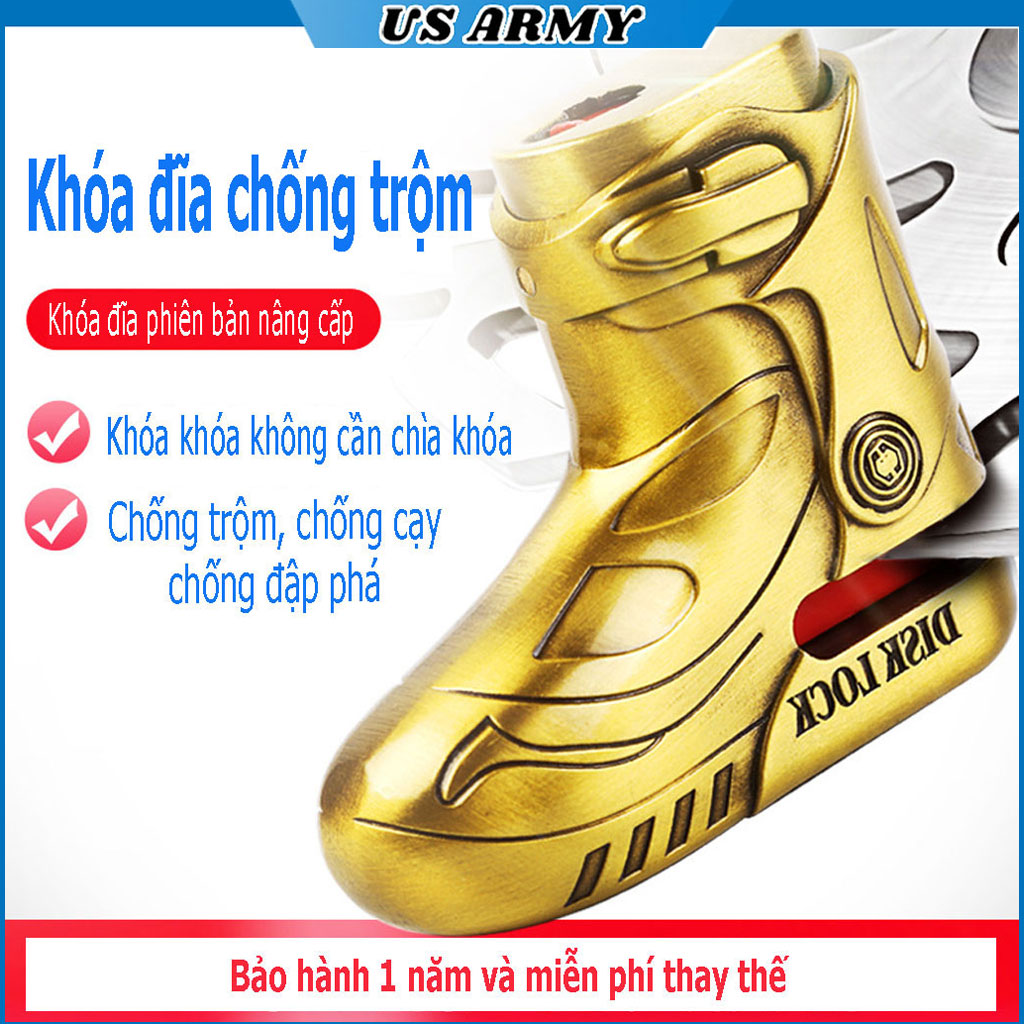 Hình ảnh Ổ Khóa Đĩa Xe Máy US ARMY U567, Khóa Phanh Đĩa Chống Trộm, Chống Đập, Chống Cắt Dành Cho Xe Máy - HÀNG CHÍNH HÃNG