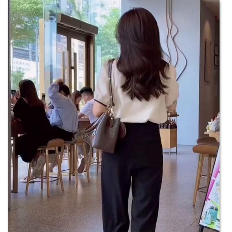 MS648 Áo sơ mi, áo kiểu nữ cổ vuông tay bồng vintage