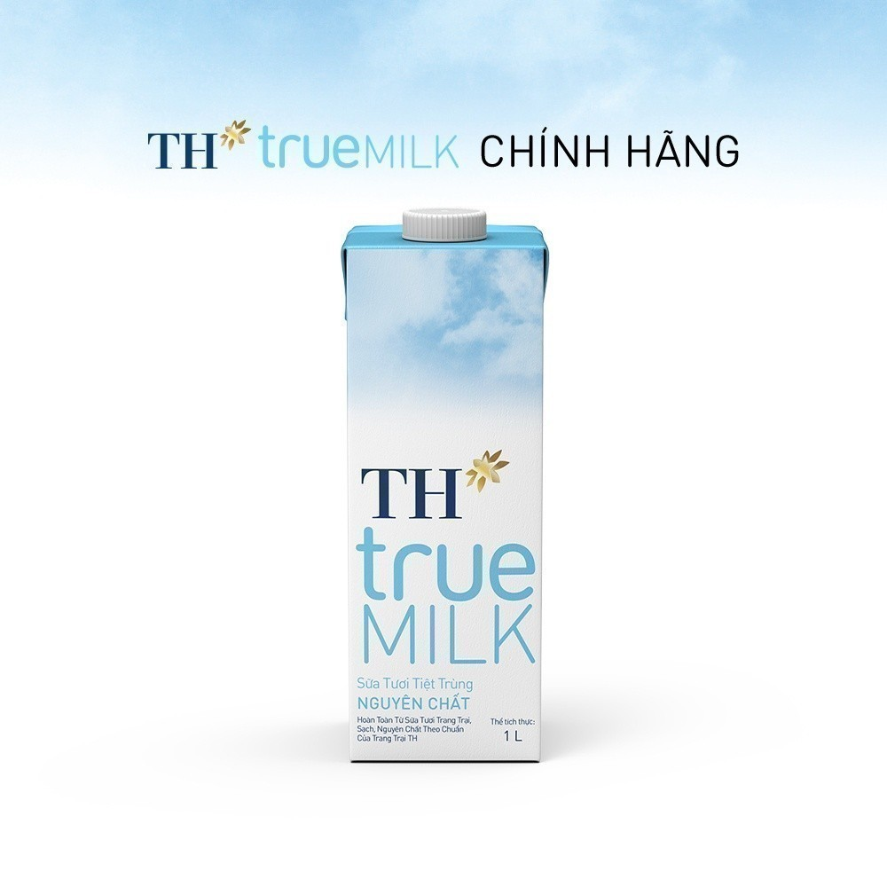 Thùng 12 hộp sữa tươi tiệt trùng TH True Milk  nguyên chất 1 Lít