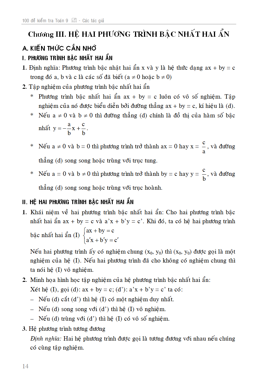 100 Đề Kiểm Tra Toán 9