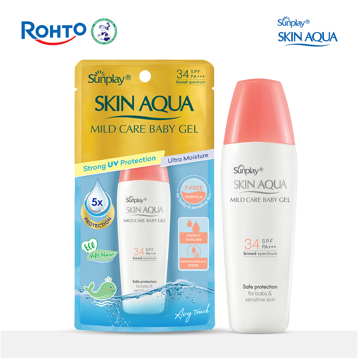 Kem chống nắng Skin Aqua cho da nhạy cảm dạng gel dùng hàng ngày Sunplay Skin Aqua Mild Care Gel SPF50+ PA+++ 25g