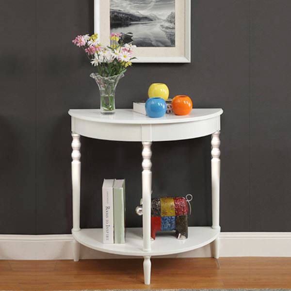 Bàn console bán nguyệt chân tiện màu trắng 4403 - Thương hiệu Viet Home Decor