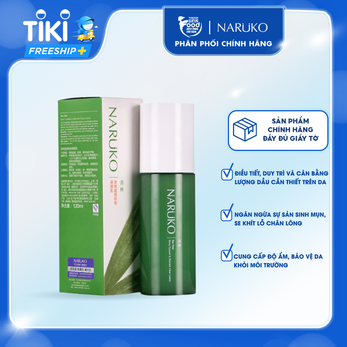 Sữa Dưỡng Kiềm Dầu, Hỗ Trợ Giảm Mụn Chiết Xuất Tràm Trà Naruko Tea Tree Shine Control &amp; Blemish Clear Lotion