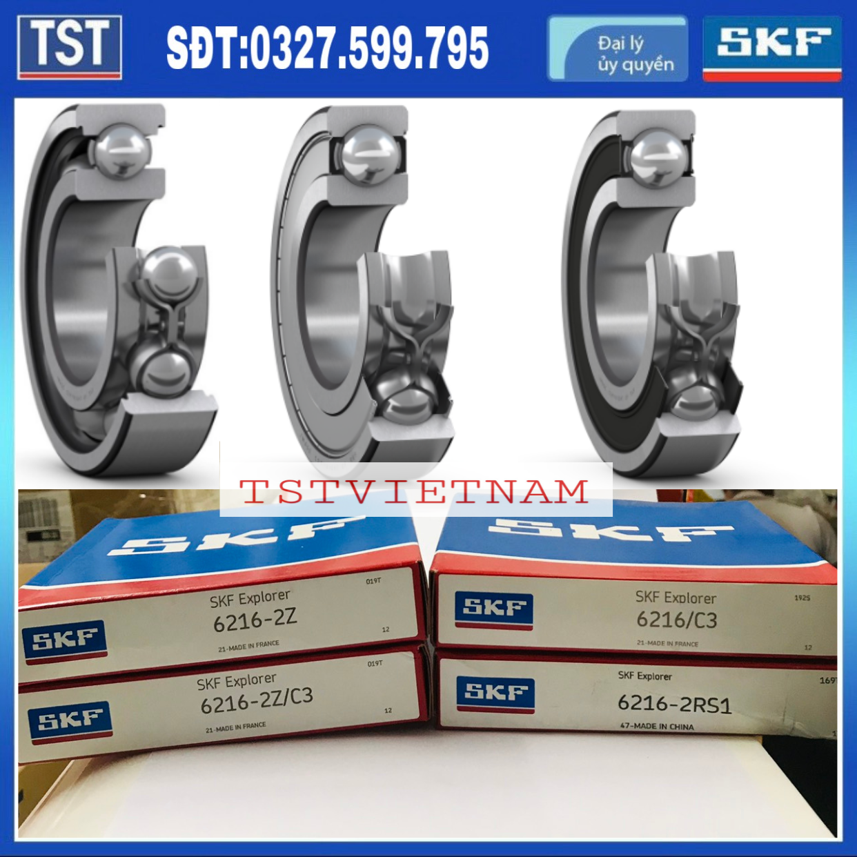Vòng bi bạc đạn SKF 6216-2RS1