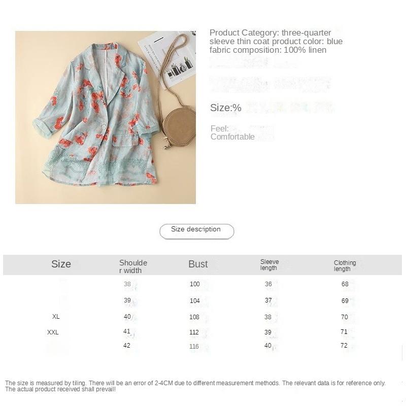 Áo Khoác Chống Nắng Chất Liệu Cotton Lanh Mỏng Nhẹ In Họa Tiết Thời Trang Cho Nữ