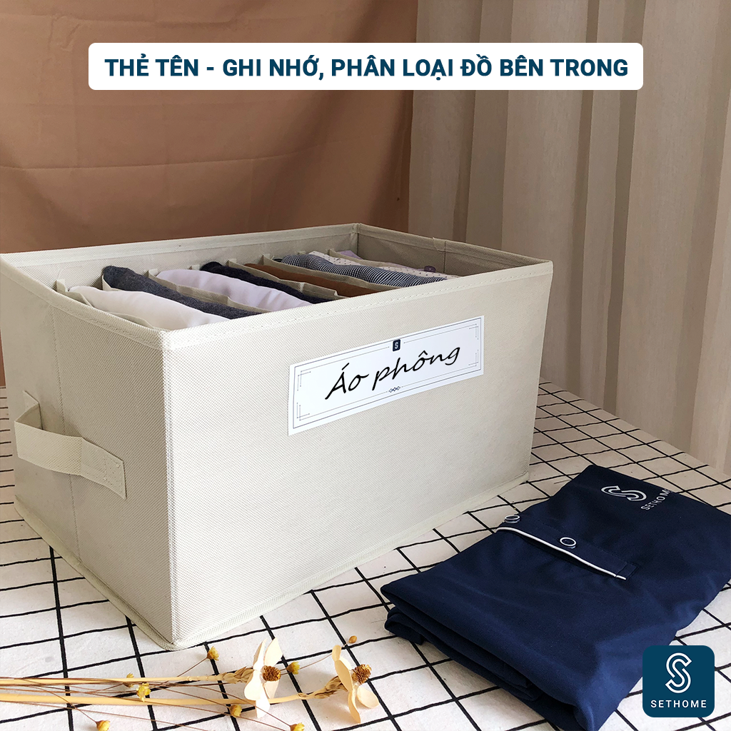 Hộp vải đựng quần áo chia ngăn SETHOME chất liệu vải không dệt giỏ đựng quần áo đồ lót chia 9 ngăn mềm