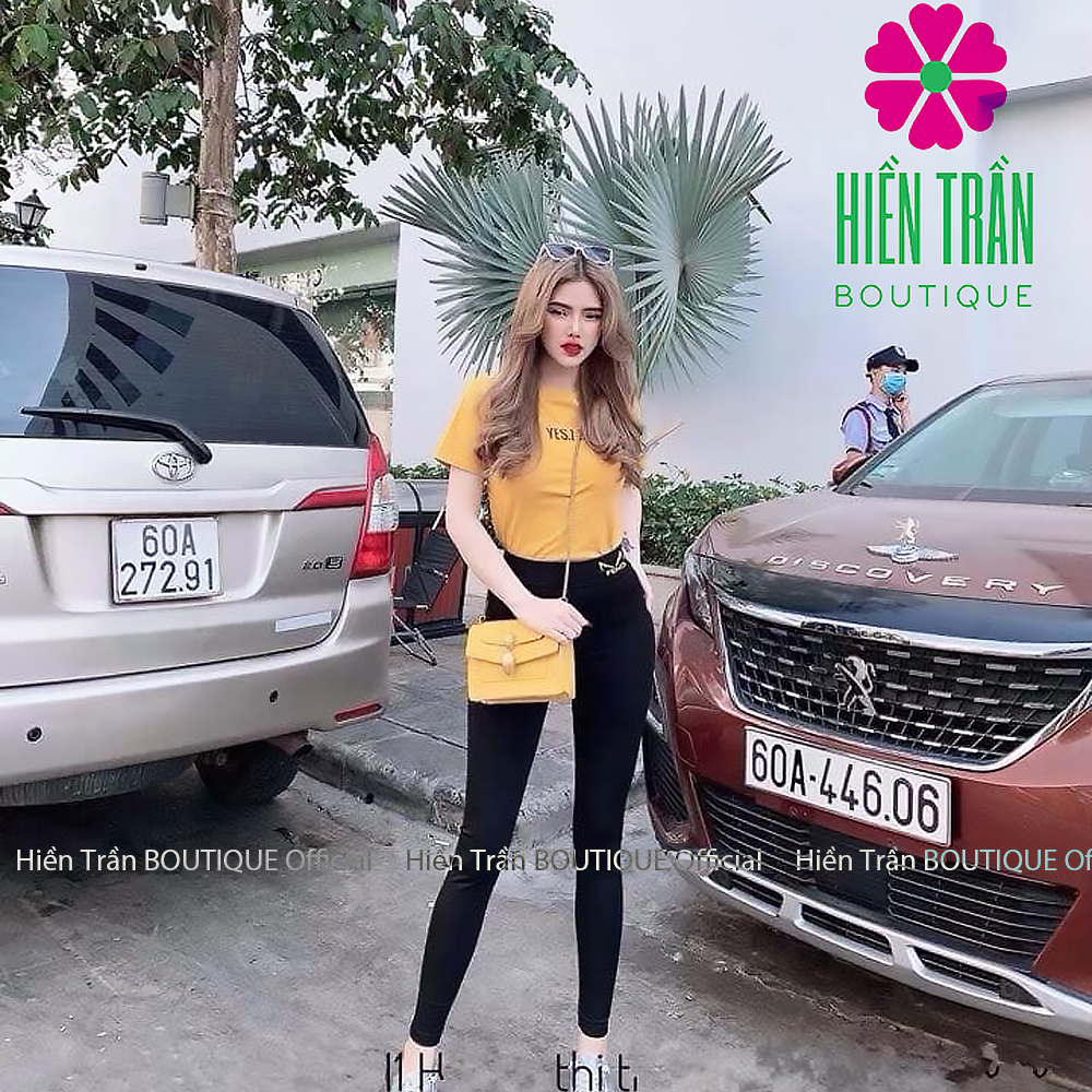 Quần legging nữ Hiền Trần BOUTIQUE cạp cao gen bụng, vải co giãn, mặc tôn dáng