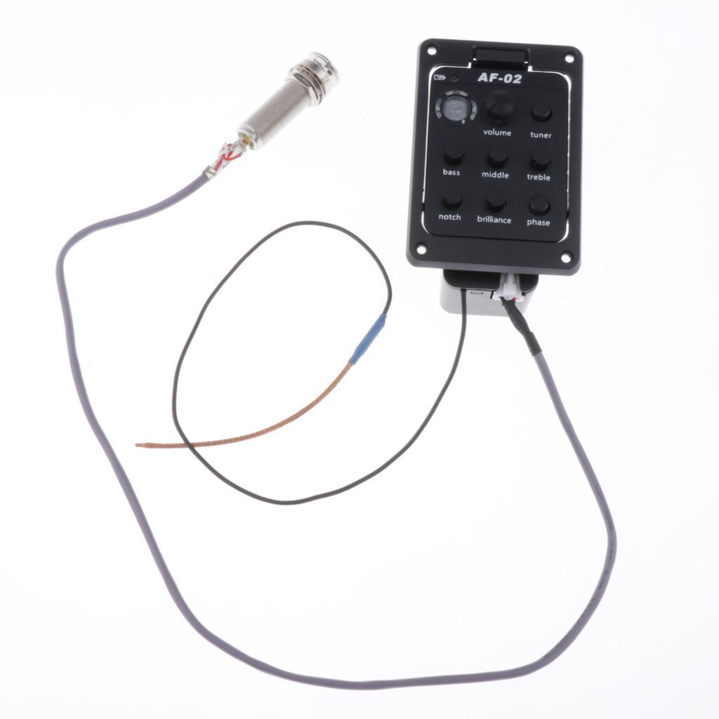 4 Band EQ Equalizer Acoustic Guitar Preamp Piezo Pickup Tuner Black