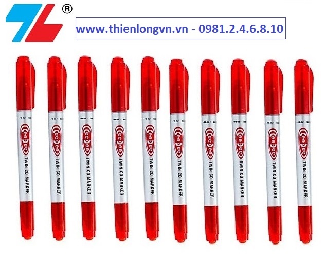 Hộp 10 cây bút lông dầu Ceedee Thiên Long; PM-04 mực đỏ