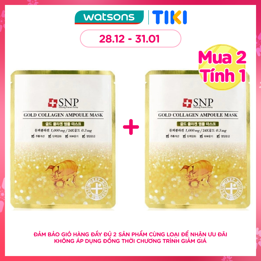 Mặt Nạ Tinh Chất Collagen Vàng Ngăn Ngừa Nếp Nhăn SNP Gold Collagen Ampoule Mask 25ml