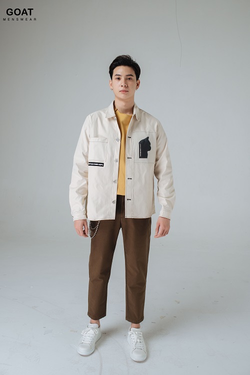 Áo Sơ Mi Khoác Nam Kaki Phối Túi Thời Trang Thanh Lịch GOAT MENSWEAR