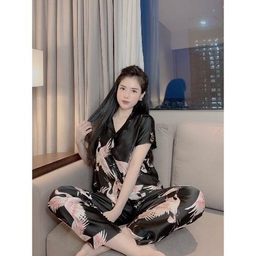 Bộ Lụa Satin Tay Cộc Quần Dài Siêu Hot