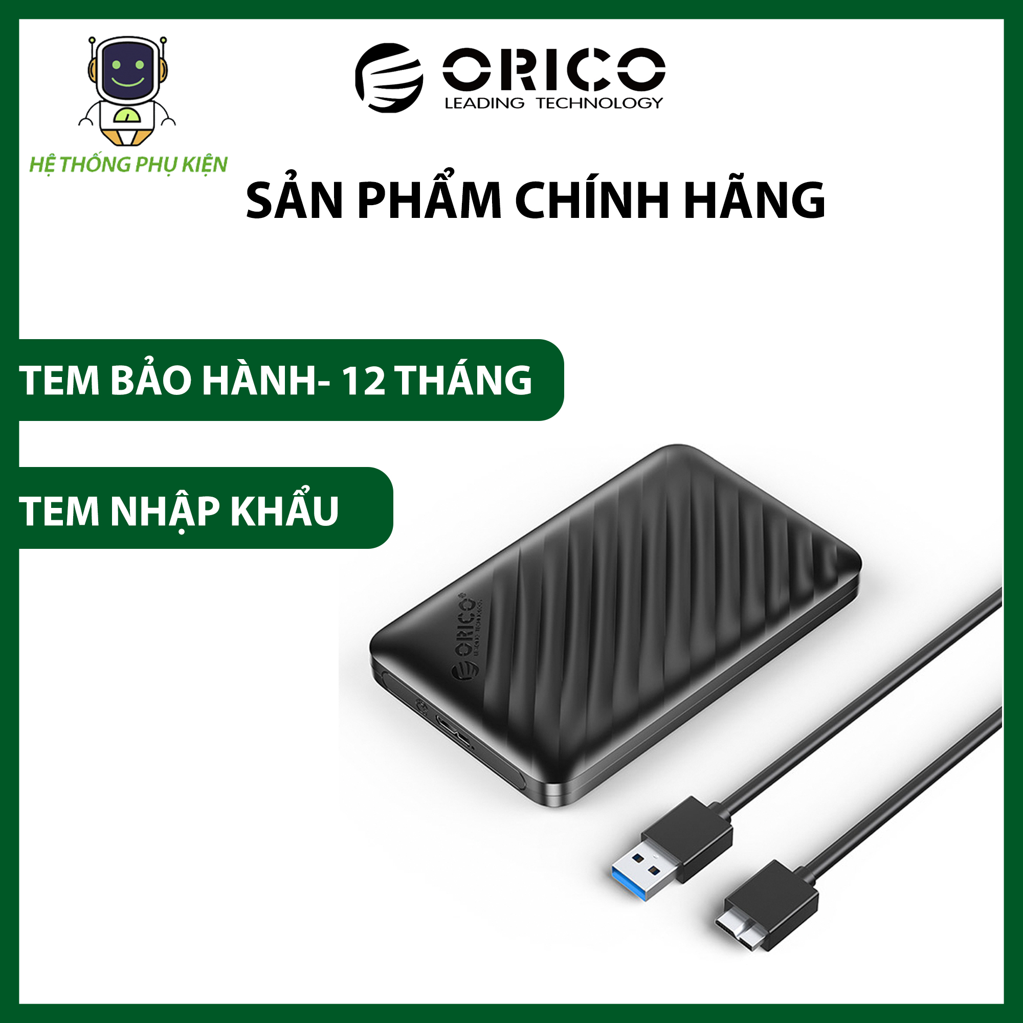 Hộp ổ cứng ORICO 2.5&quot; SSD/HDD SATA 3 USB 3.0 2521U3-V1 Hàng Chính Hãng