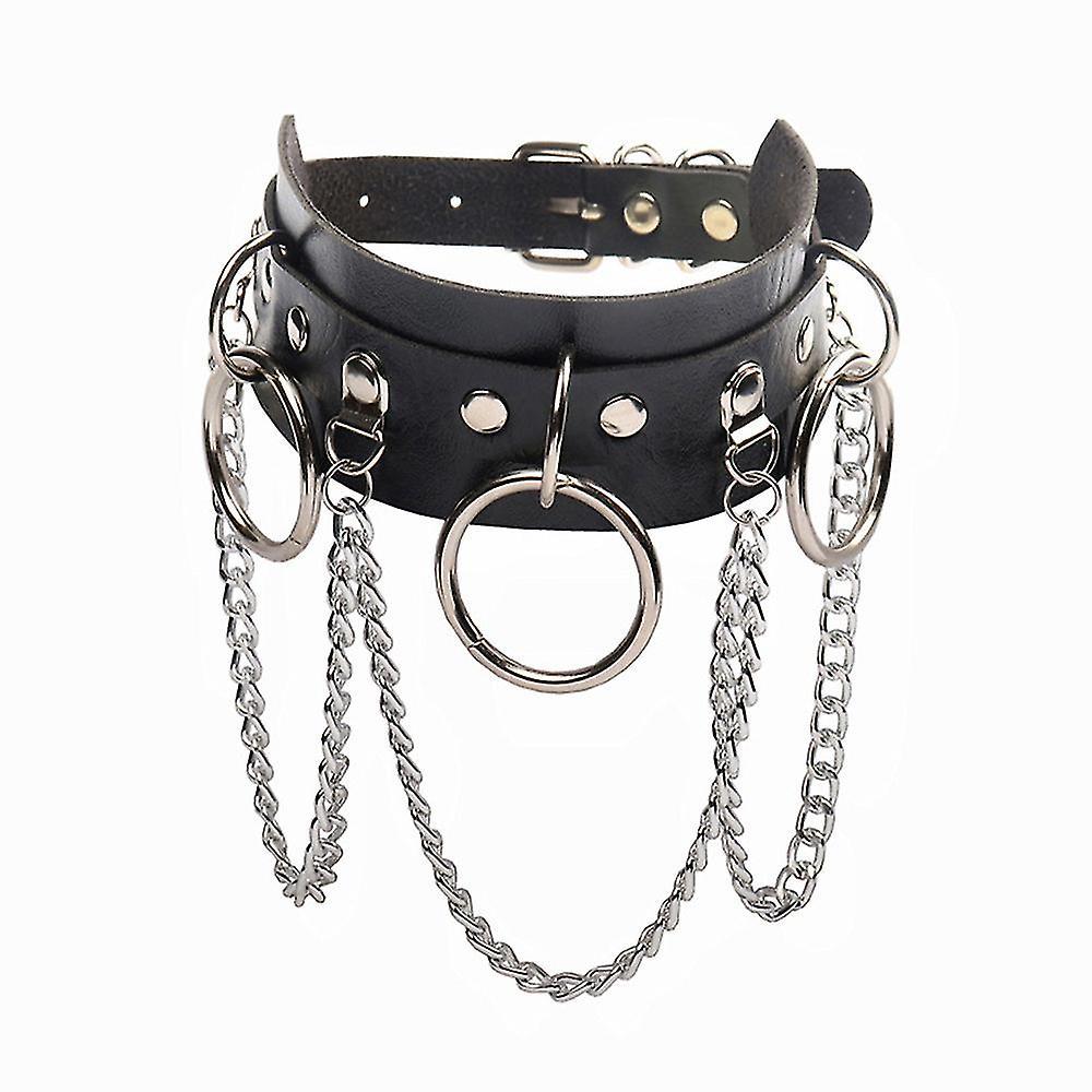 Vòng cổ bằng da PUM PU cho người phụ nữ o Ring cổ cổ áo gothic Punk Cosplay Belt