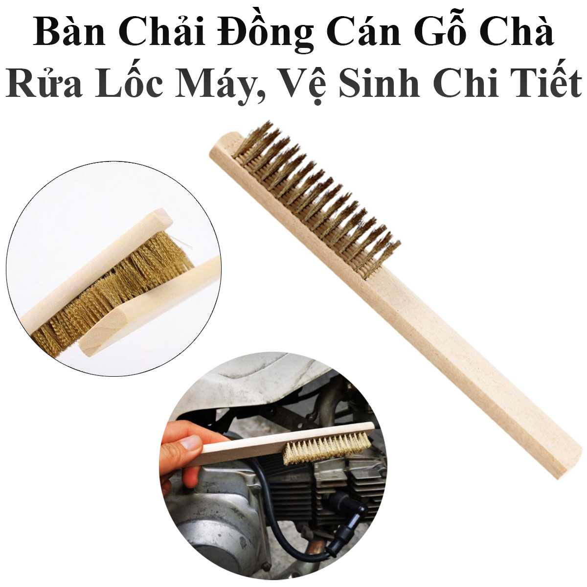 Bàn Chải Đồng Chà Rữa Lốc Máy, Đầu Bò Chuyên Dụng