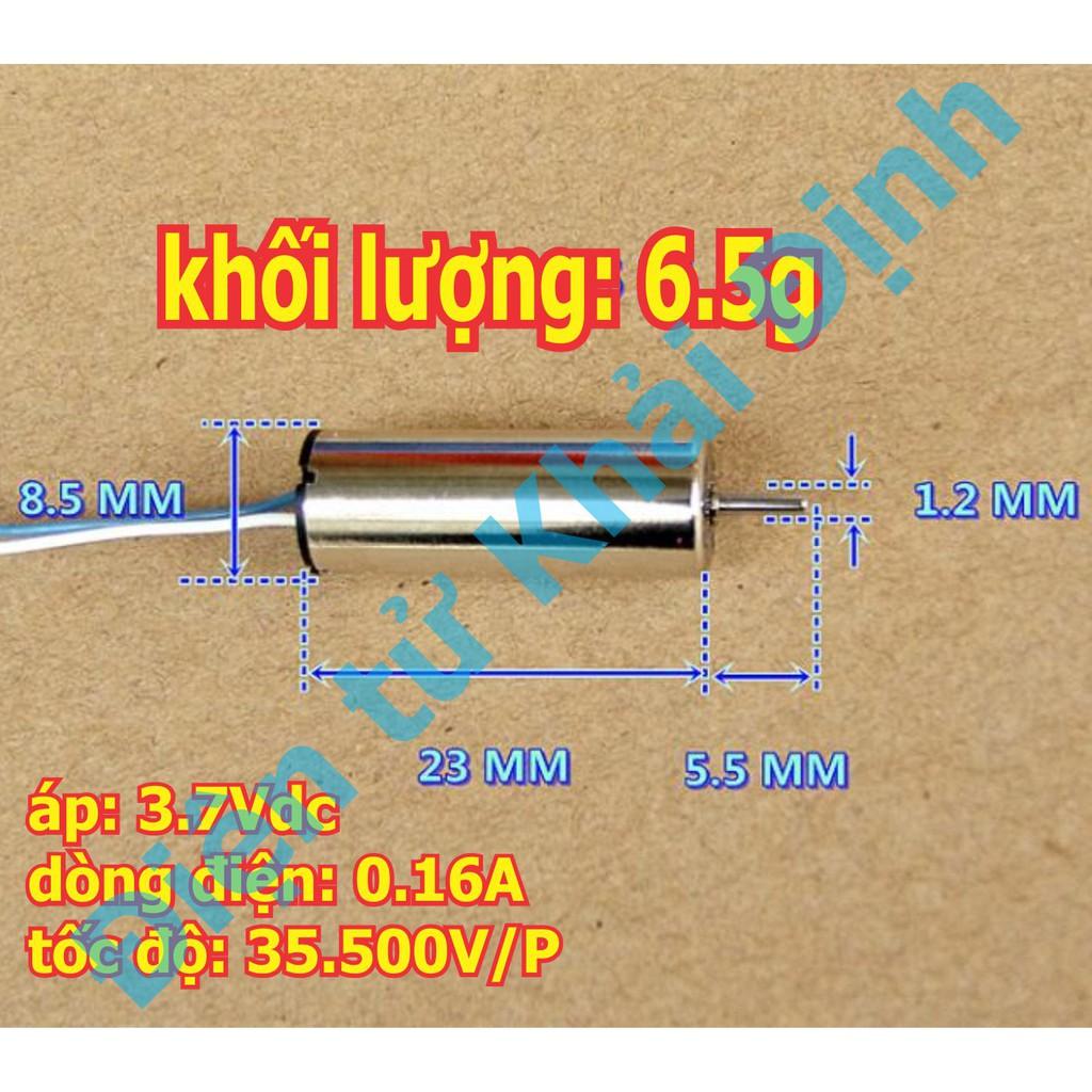 Động cơ coreless 8523 3.7V 0.12A 35.500V/P trục 1.2mm 8.5x23mm kde5829