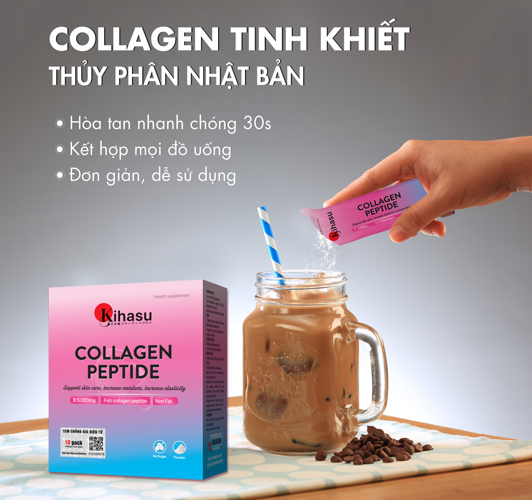 Bột collagen peptide kihasu: dạng collagen bột nhật bản dành cho mọi lứa tuổi