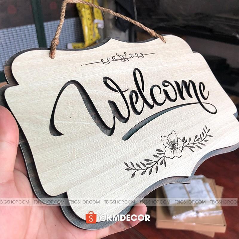 Bảng welcome gỗ decor treo cửa trang trí shop siêu đẹp