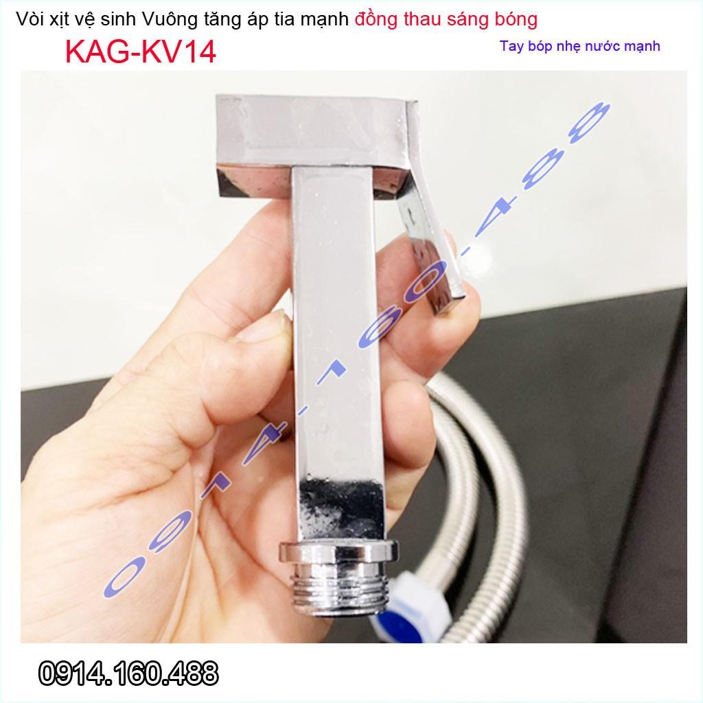 Vòi xịt vệ sinh KAG-KV14 thân vuông bằng đồng, vòi rửa bồn cầu thiết kế tinh tế- tia nước mạnh chịu áp lực mạnh chung cư
