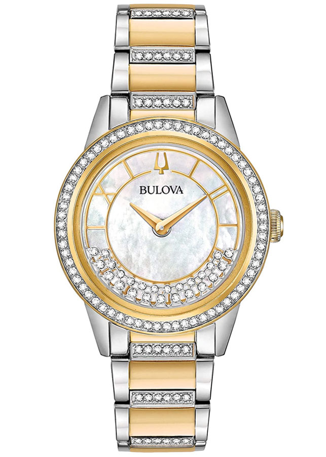 Đồng Hồ Nữ Bulova Đính Đá Swarovski Dây Thép Không Gỉ 98L245 - Mặt Xà Cừ