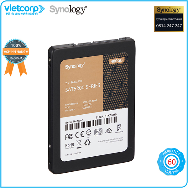 Ổ cứng SSD chuyên dụng cho NAS Synology SAT5210-480G - Hàng Chính Hãng