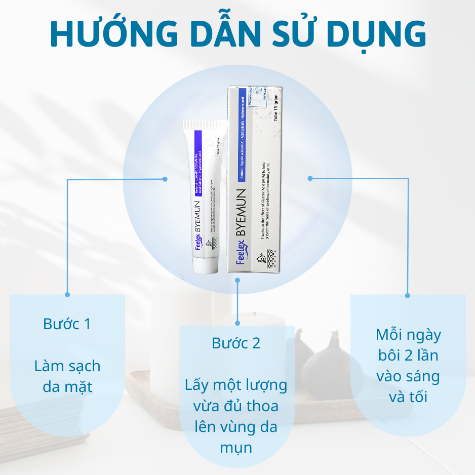 Kem gel bôi mụn Feelex ByeMun thành phần tự nhiên, an toàn, hiệu quả nhanh - Tuýp 15gram