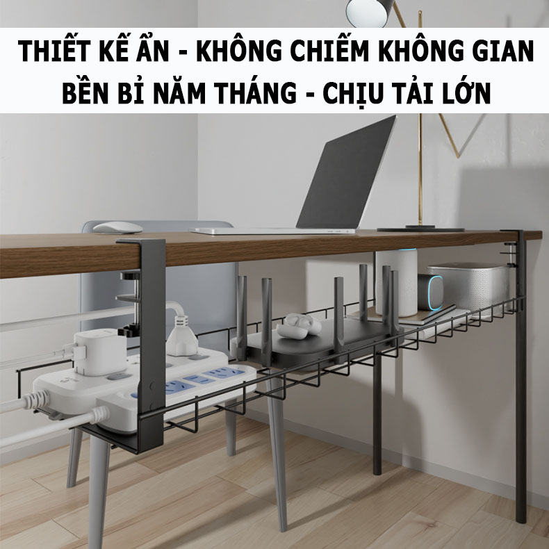 Giá Để Ổ Cắm Điện Kẹp Cạnh Bàn Làm Việc; Khay Đi Dây Điện Gọn Bàn Học Bàn Máy Tính; Treo Luồn Ổ Điện