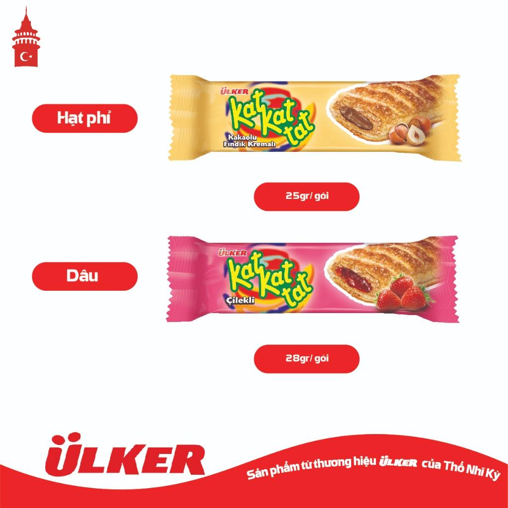 Bánh ngàn lớp ULKER KAT KAT TAT nhân kem Dâu 28g/ kem Cacao Hạt phỉ 25g