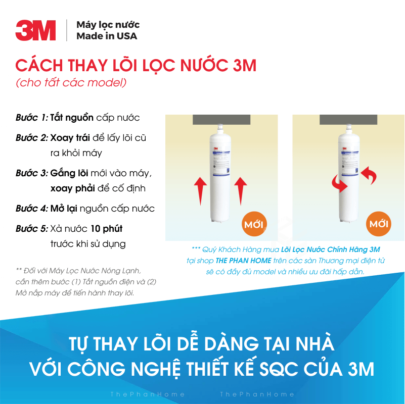 [MIỄN PHÍ LẮP ĐẶT] Máy Lọc Nước Mỹ 3M AP EASY C-LC Dành Cho Tủ Lạnh (70020345958), Công suất lọc 2.839L, 3M Carbon Block Filtration, Có bán lõi thay thế (3M C-LC) - Hàng Chính Hãng 3M