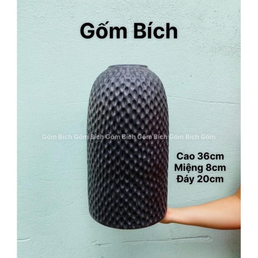 Bình Hoa Lọ Hoa Gốm Dáng Chuông Cao 35cm Cắm Đào Tuyết Mai Gốm Sứ Bát Tràng - Gốm Bích