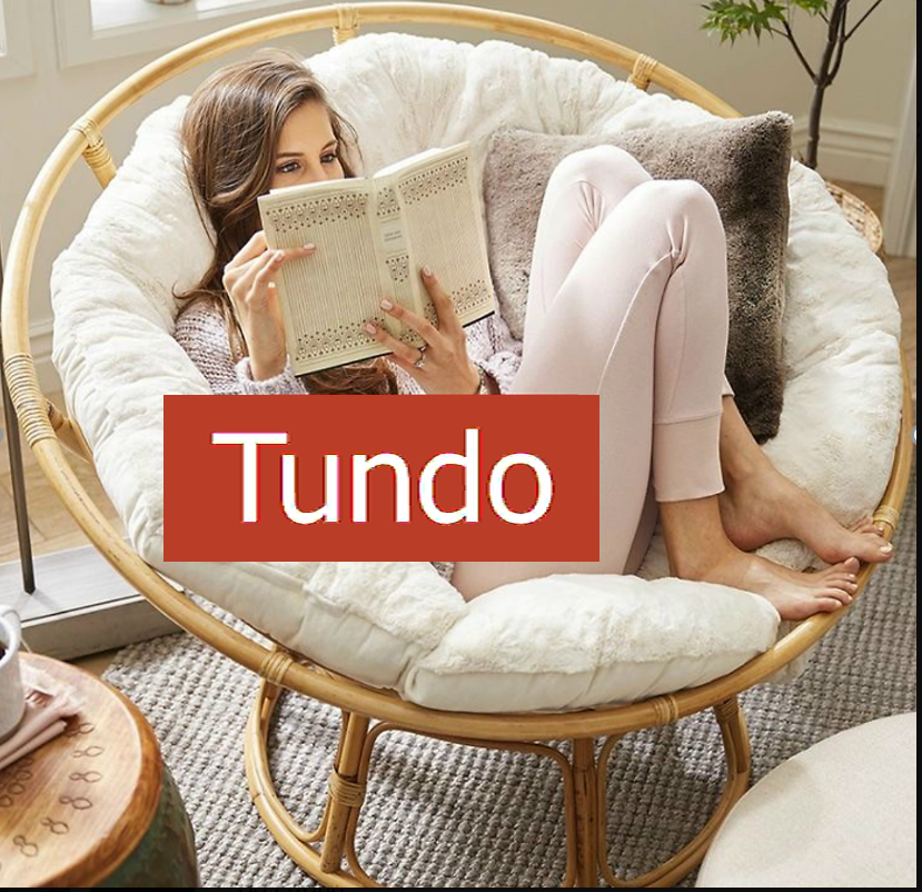 Ghế lười mặt trăng Tundo Papasan mây thật cao cấp kèm nệm 1m