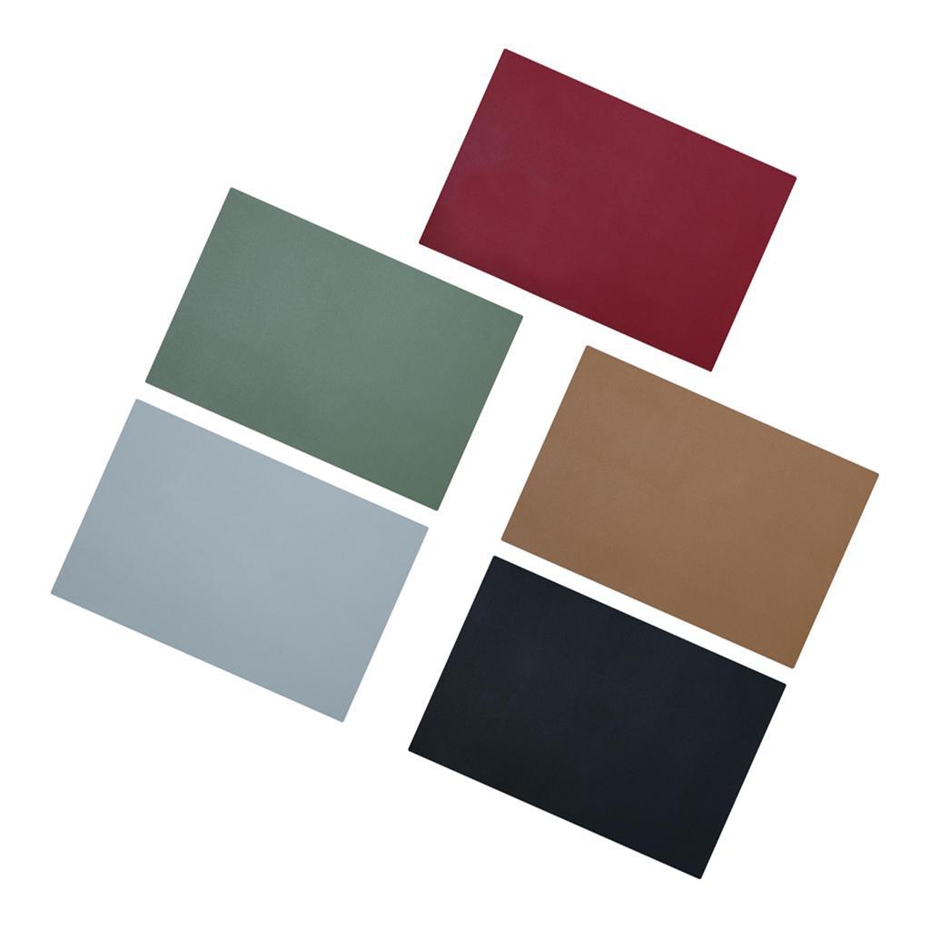 Rectangle Leather Cup Mat Coasters Non-Slip Mug Place Mats Drinks Pad Blue