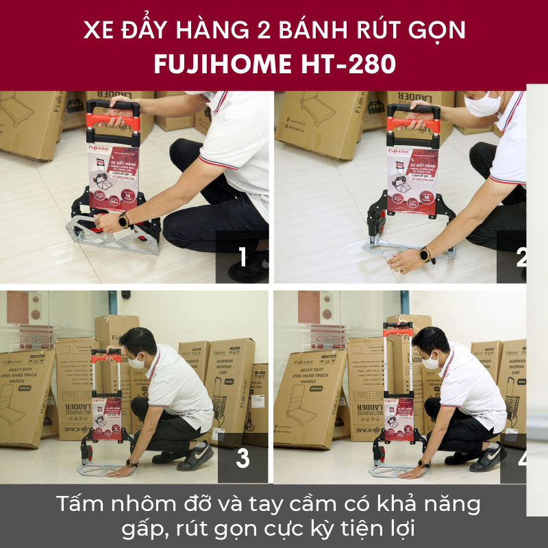 Xe đẩy kéo hàng 2 bánh rút gọn đa năng FUJIHOME HT-280