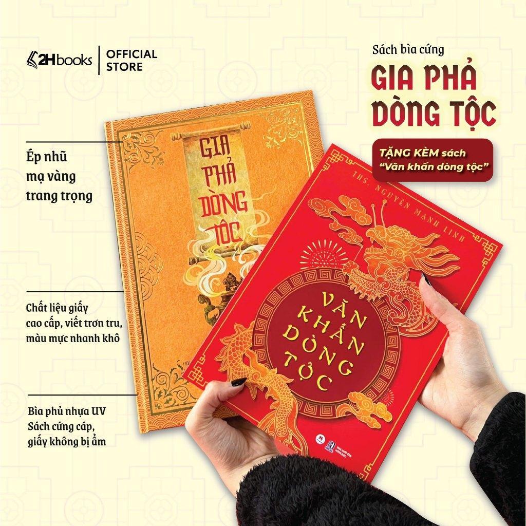 Sách - Gia Phả Dòng Tộc - Bìa Cứng, Kèm Văn Khấn, Ghi Chép Lưu Trữ Gia Nhân Dòng Họ, Gia Phả Tổ Tiên, Sổ Gia Phả - Huy Hoàng Bookstore