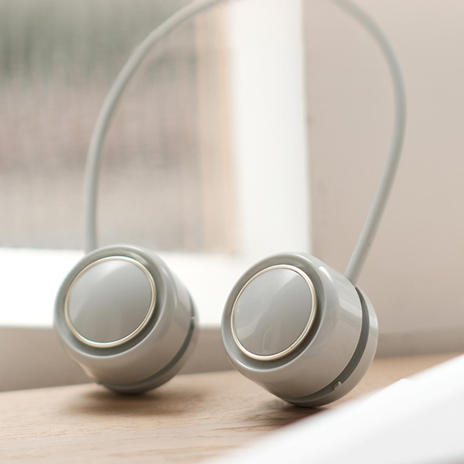 Quạt Đeo Cổ Sạc Usb Có Thể Gập Lại 360 ° Với Đầu Gió Kép 3 Tốc Độ Không Tiếng Ồn