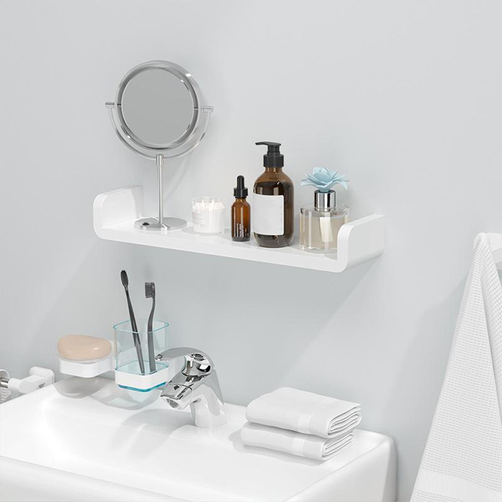 2X Floating Wall Shelves White for Bathroom Display Organizer 47cm