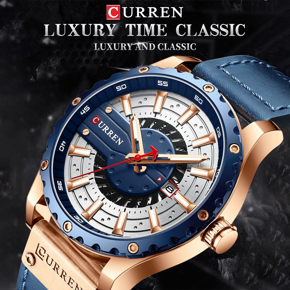 Đồng hồ đeo tay thời trang dây da 3ATM CURREN Men Quartz