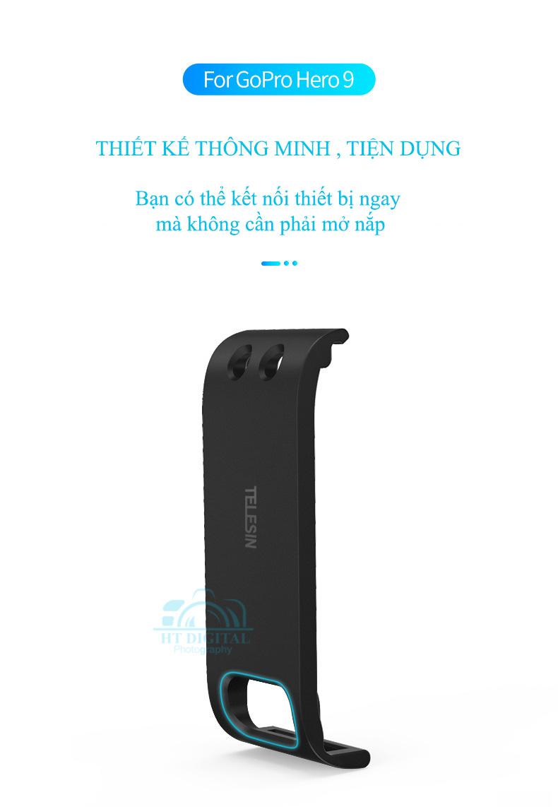 Nắp Đậy Pin Cho GoPro 9 Có Cổng Sạc Telesin - Camera Case Battery GoPro Hero 9 (Hàng chính hãng)