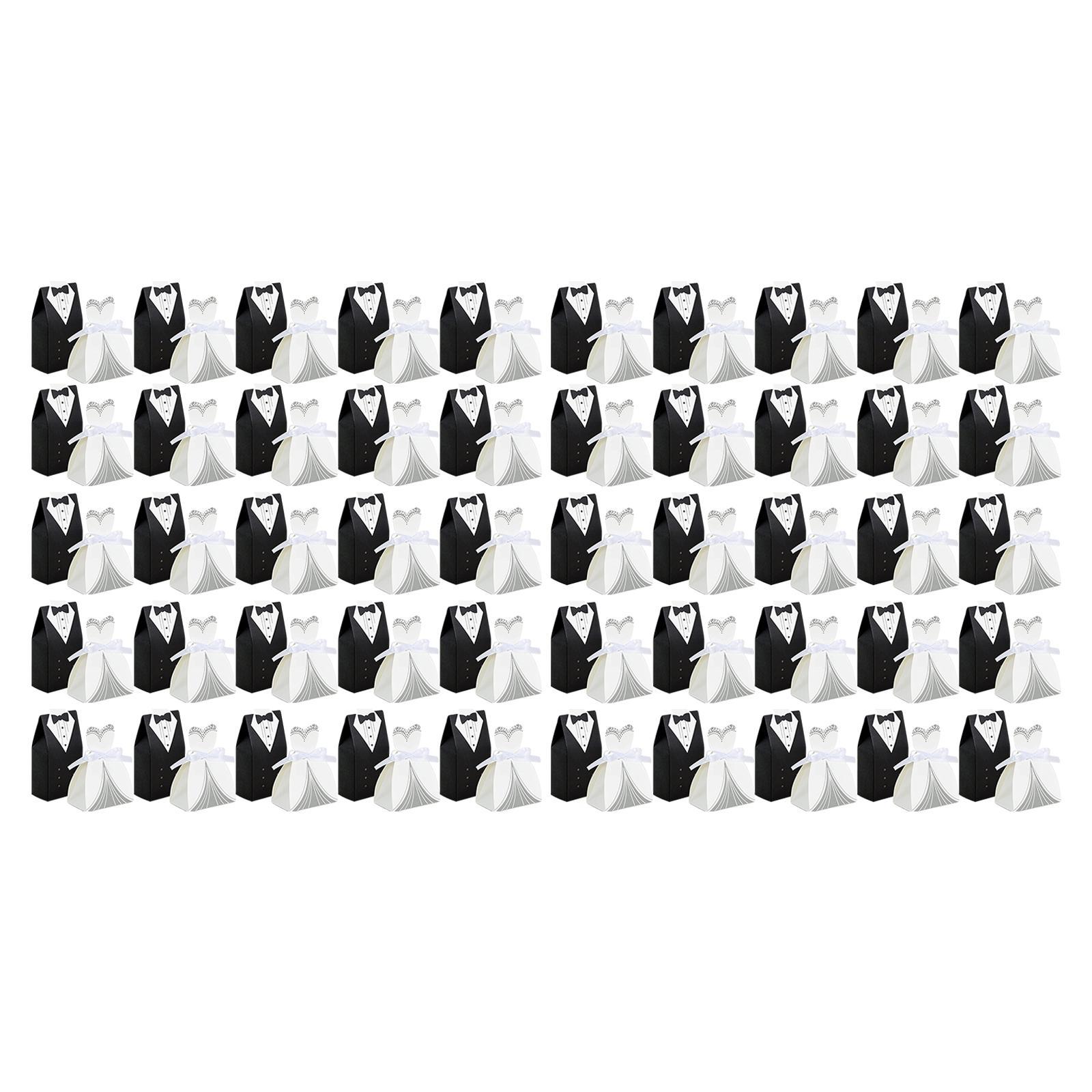 100x Candy Boxes Bride and Groom Favor Boxes for Party Guests Bridal Shower